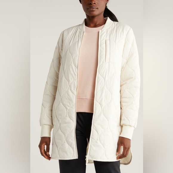 Zella Longline Onion QuiltedBomber Jacket‎ Size Large